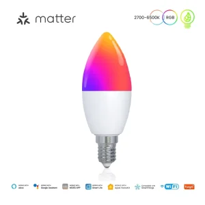 Smart WiFi E14 Candle LED Bulb RGBCCT PC Material