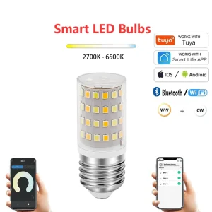 Smart WiFi LED Bulb E27 E26 4W 400LM Dimmable 2700K-6000K No Flicker Voice Controlled