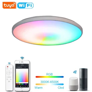 Smart WiFi RGB LED Ceiling Light with App and Voice Control for Living Room Bedroom