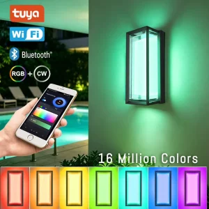 Smart Wifi Bluetooth RGBCW LED Outdoor Wall Light 22W 1900LM IP65 14″ Modern Exterior Sconce Aluminum for Villa Garage Entryway