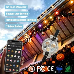 Smart Wifi Controller 12V 24V 36V Track Christmas Lights 300ft 400ft 500ft Rgbw IP68 Outdoor Permanent Point Light for Eave