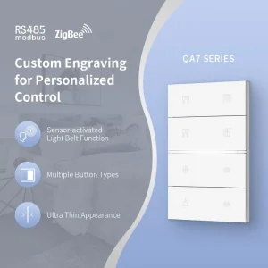 Smart Zigbee Wall Switch 100-250V with Voice, App and Remote Control, US Standard 120x80mm, Hotel Use