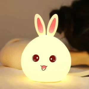 Soft Silicone Bunny Night Light USB Rechargeable LED Touch Lamp Dimmable Warm Light Baby Kids Bedroom Nursery Gift