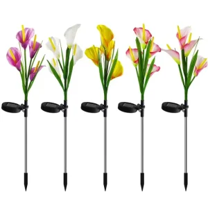 Solar 4 Head Cloth Decorative Flowers Color Change LED Garden Lights for Landscape Road Outdoor Use