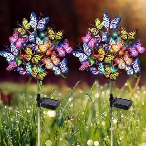 Solar Butterfly Flower Lights Waterproof Garden Stake Lights Yard Lawn Pathway Holiday Party LED Decorative Lighting