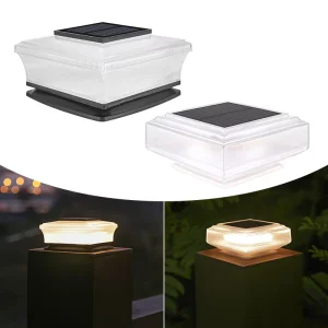 Solar Column Head Post Villa Door Outdoor Waterproof Garden Motion Sensor LED IP65 Battery Included Warm White Solar Panel Small