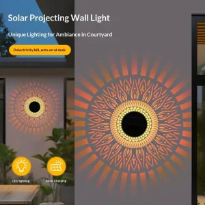 Solar Desk Lamp Outdoor Waterproof Wall Lamp Post Light Projection Atmosphere Light for Courtyard & Garden