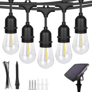 Solar Energy Outdoor Garden Wedding Christmas LED Waterproof E27 15m 48ft S14 String Lights