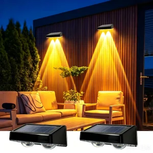 Solar Fence Light 2 LED Outdoor Garden Pathway Stairs Wall Lights Waterproof Auto on Off Solar Powered Lighting