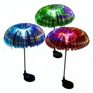 Solar Fiber Optic Jellyfish LED Light IP44 Water Resistant 8 10h Warm White Outdoor Garden Decorative Lighting