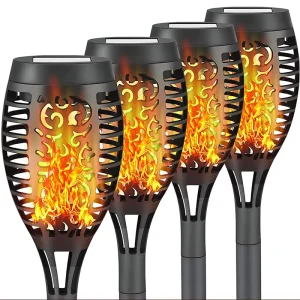 Solar Flame Torch Lights for Outdoor Decor LED Waterproof Outdoor Lighting Landscape for Patio Garden Art
