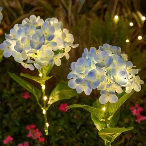Solar Garden Lamp IP65 Rated Lawn Firefly LED Floor Mounted Flower with Hydrangea Design for Road & Garden Use