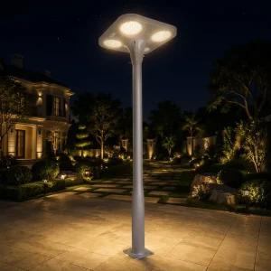 Solar Garden Light Outdoor IP65 Waterproof LED Courtyard Lamp 3 Head Mushroom Post Light CE RoHS 3000K 6500K OEM ODM