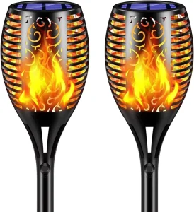 Solar IP65 Waterproof Flame LED Torch Lamp Warm White Light Garden Decor 180 Beam Angle CRI 80 Lithium Polymer Battery ROHS