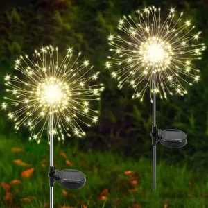 Solar LED Garden Lights IP67 Rated Outdoor Twinkling Firework Lights Starburst Effect Motion Sensor High Brightness for Yard