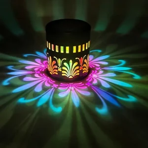 Solar LED Iron Courtyard Colorful Flower Projection Wall Lamp for Outdoor Garden Lawn Decor Yard Landscape