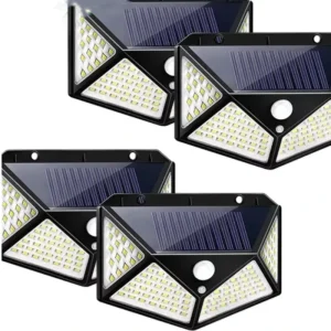 Solar LED Outdoor Garden Lamp Human Body Induction Wall Lamps Four Sides 100LED Charging Home Decor Road Lights