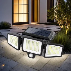 Solar LED Security Wall Light with Remote Control, Smart Sensor, Wide-Angle Rotatable Design