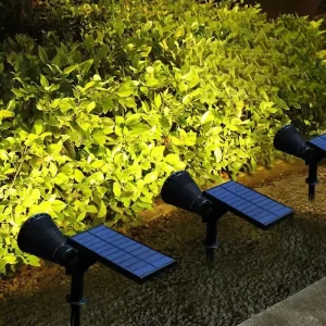 Solar LED Spotlight Outdoor Ultra bright Warm White DC IP65 Rechargeable Wall Mount Lawn Garden Tree Light