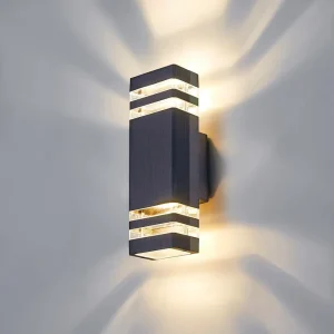 Solar LED Waterproof Aluminum Gu10 Outdoor Wall Lamp Double Head Lighting for Exterior Walls Courtyard Aisles Squares