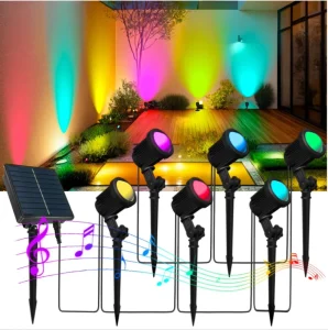 Solar Lawn Light App Control Wireless Color Changing IP65 Ground Spot Light for Patio Sidewalk Fence