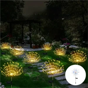 Solar Led Fireworks Light Outdoor Garden Lamp Waterproof Landscape Lighting for Yard Patio Pathway Holiday Wedding Party Decor