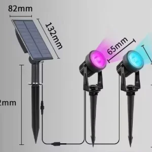 Solar Light Spike Spotlight RGB 2*3w Lawn Lamps Remote Brightness Control Garden Pathway Waterproof Landscape Lights