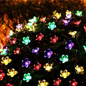 Solar Lights Outdoor Garden Waterproof LED Flower Cherry Blossom String Lights Outdoor for Garden Party Holiday LED Solar Light