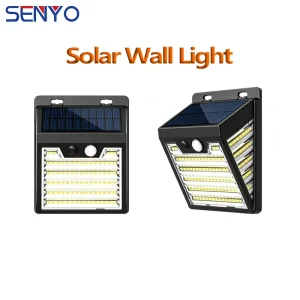 Solar Lights Outdoor Waterproof LED Wall Mounted Lamp Motion Sensor Lighting for Patio Garden Stairs