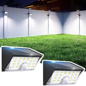 Solar Lights Wall Security Outdoor Lamp Motion Sensor 4 Modes for Yard Fence Backyard House Garden Lighting