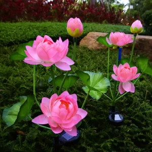 Solar Lotus Lights LED Waterproof Flower Garden Landscape Flower Lights Decor for Garden Yard Lawn Pathway