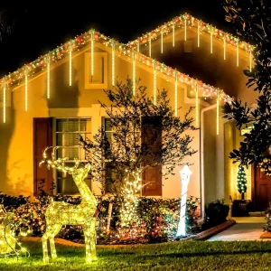 Solar Meteor Shower Light Outdoor Gazebo Lights Waterproof Twinkle Light for Tree Icicle Garden Yard Party Patio Christmas Decor