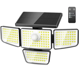 Solar Motion Sensor IP65 Waterproof 212LED Wall Lamps with Remote Control 3 Lighting Modes for Garden Warehouse Balcony Villa