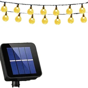 Solar Outdoor Patio LED Crystal Bubble Ball Decoration String Light for Party Holiday Garden Fairy Garland Bulb String Light