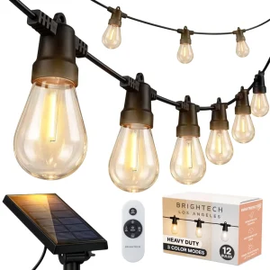 Solar Outdoor String Lights with Solar Panel Remote Control Waterproof IP44 Heavy Duty Patio Garden Hanging Edison Bulb Lights
