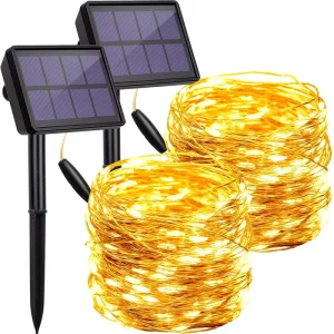Solar Outdoor Waterproof Christmas Lights RGB LED String Lights With Copper Wire for Garden Patio Holiday Decorations