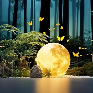 Solar Outdoor Waterproof Creative LED Large Sphere Moon Shaped Lamp 80 cm Garden Moon Light Luna Luz