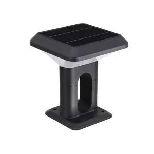 Solar Pillar Post Light IP65 Waterproof Die cast Aluminum 8000mAh LED Bollard Column Outdoor Garden Yard Pathway Lighting Black