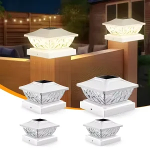 Solar Post Lights Outdoor High Brightness Solar Powered Fence Post Cap Lights Light Control IP65 Waterproof for Garden