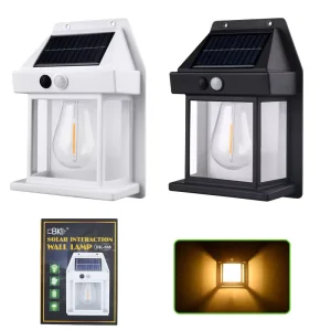 Solar Power Security Outdoor Wall Light With One Bulb Waterproof IP55 Retro LED Filament Bulb for Garden Outdoor Lighting