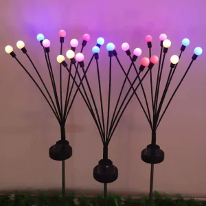 Solar Powered Christmas Lights Outdoor Garden Decorative Firefly Star String Color Flashing Features Lawn Waterproof