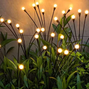 Solar Powered Firefly Garden Lights PVC Body IP65 Landscape Lighting Wind Swaying LED Decoration for Park