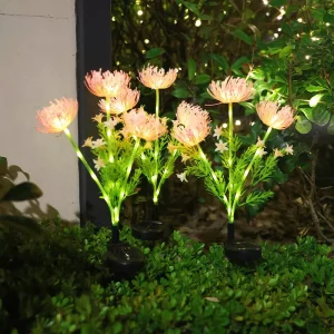 Solar Powered Garden LED Flower Lawn Light IP65 Waterproof Outdoor Decoration with 3500K Warm White