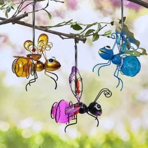 Solar Powered Hanging Bee Light Metal LED Fairy Lights for Garden with Bouncy Springs Solar Garden Decoration