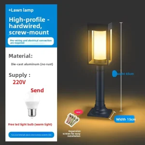 Solar-Powered IP65 Waterproof LED Lawn Light with Switch Control for Garden Outdoor Landscape