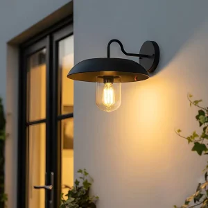 Solar Powered Industrial Style Warm White Steel Waterproof Outdoor Wall Light for Courtyard Villa Balcony Garden Gate & Pillar