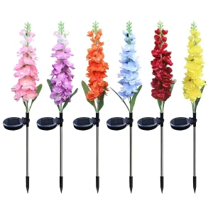 Solar Powered LED Artificial Violet Flower Lawn Stake Light Festival Decorative Garden Courtyard Ambient Lamp