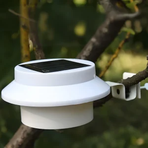 Solar Powered LED Fence Light Waterproof Circular Outdoor Gutter Light with Auto Sensor for Garden Wall Path