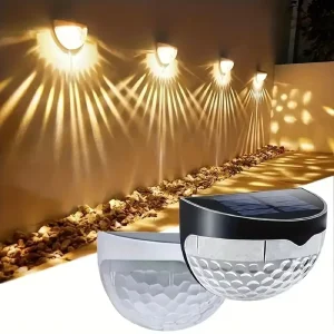 Solar Powered LED Fence Lights IP65 Warm White ABS Wall Mount Outdoor Step Stair Garden Yard Mini Decor Lamp Light Sensor