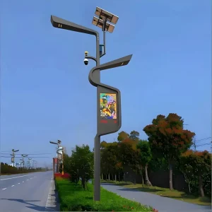 Solar-Powered Smart Street Light Pole with CCTV Camera and LED Display for Smart City
